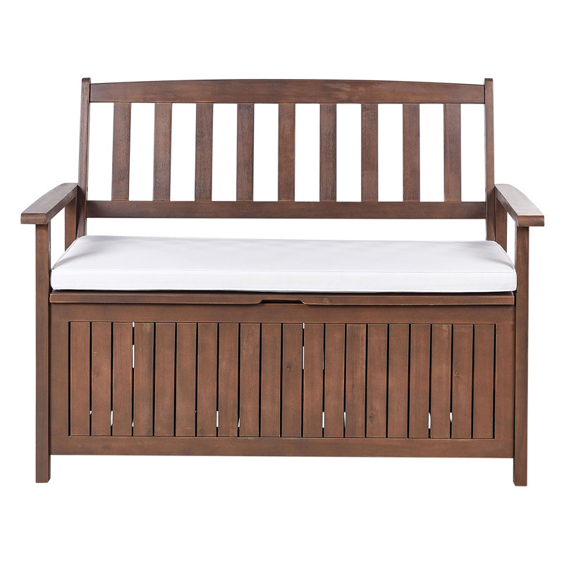 Esperance Solid Wood Acacia Outdoor Bench, Dark Brown, White