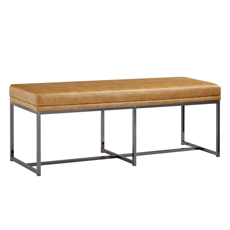 Banc de chambre rembourré Jaymae, Similicuir caramel