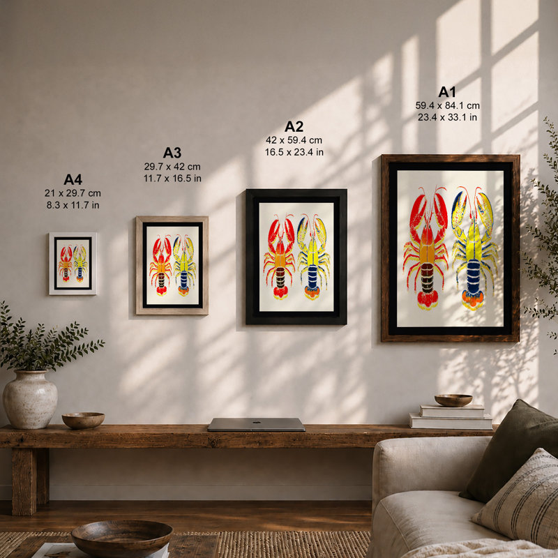 Lobster Pair Vintage - Print, A4 - 29.7 x 21.0 cm, Black