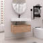 Meuble-lavabo mural simple 30 po avec lavabo en résine, tiroir à fermeture en douceur, fixation à flotteur