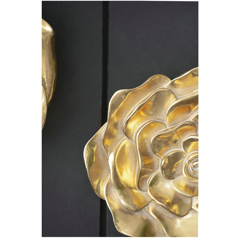S/2 Gold Rose Hanging Wall Accents, H 12 po x l 23,2 po x P 2,5 po
