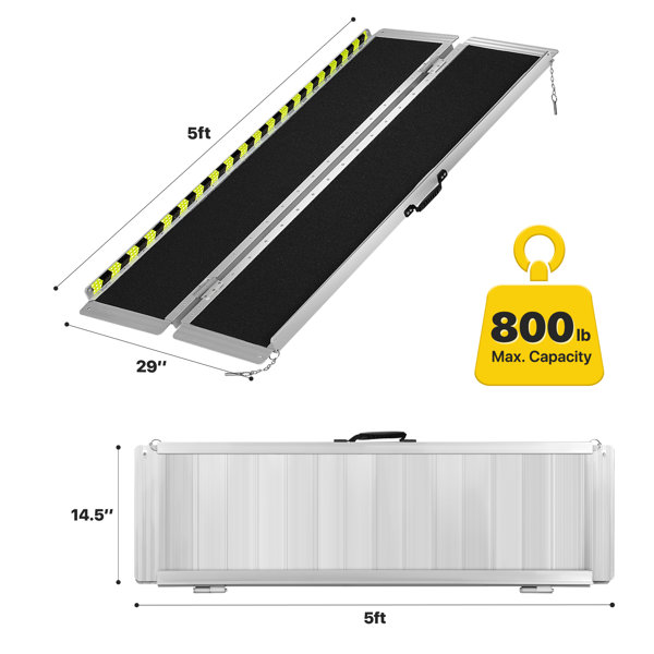 Magshion Aluminum Wheelchair Ramp Non-Skid 800 Lbs Capacity Foldable ...