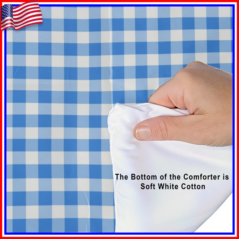Blue White Gingham Comforter, King