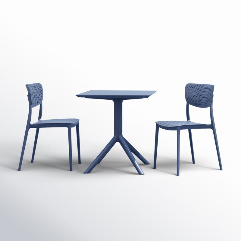 Ensemble de salle à manger 3 pièces Farrah, Gris foncé, H 29,5 po x L 23,6 po x l 23,6 po