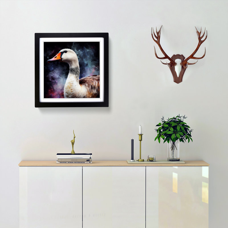 Goose Abstract Art No.2 - Framed Print, Black