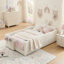 Lit plateforme simple à boucles, tête de lit Bunny Ear, barrière de sécurité et poche de rangement latérale-1365738483