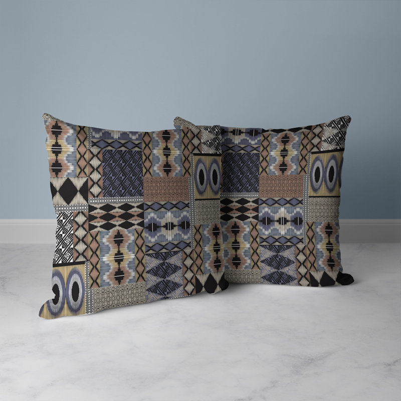 Coussin décoratif réversible Patchwork, H 16 po x l 16 po, Beige / gris / patchwork cinéré