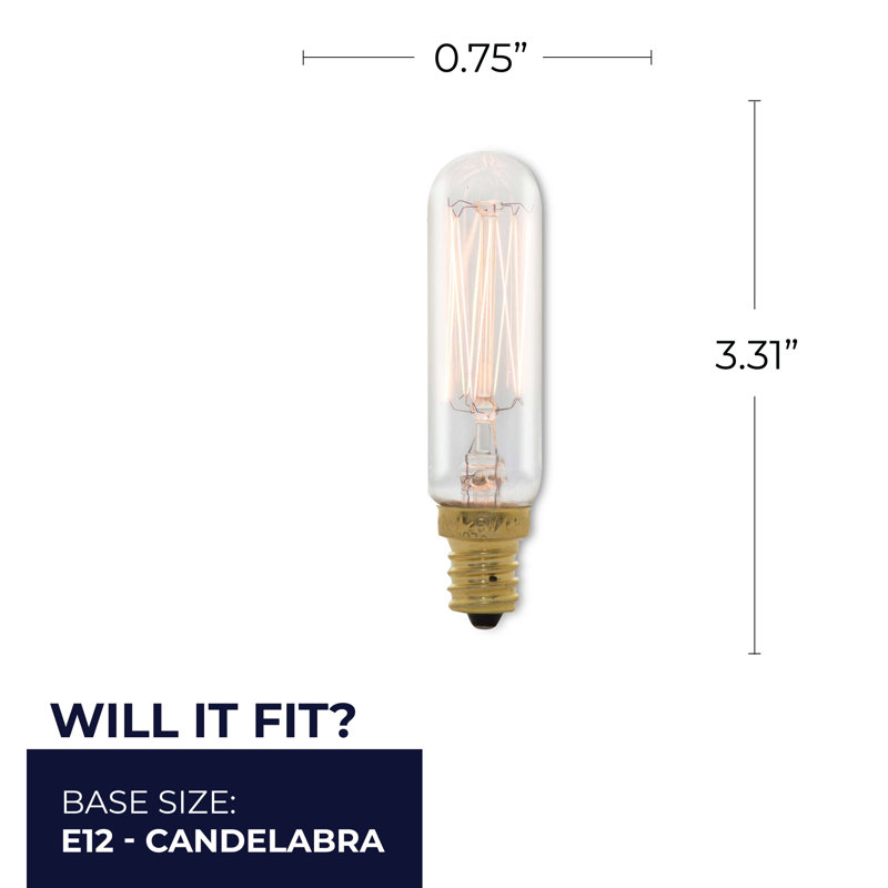 25 Watt Clear T6 Candelabra Dimmable Incandescent Bulbs, 4-Pack