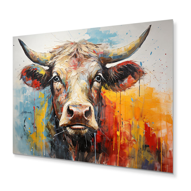 Vache majestueuse collage bovin II - animaux, décoration murale en métal, H 12 po x l 20 po