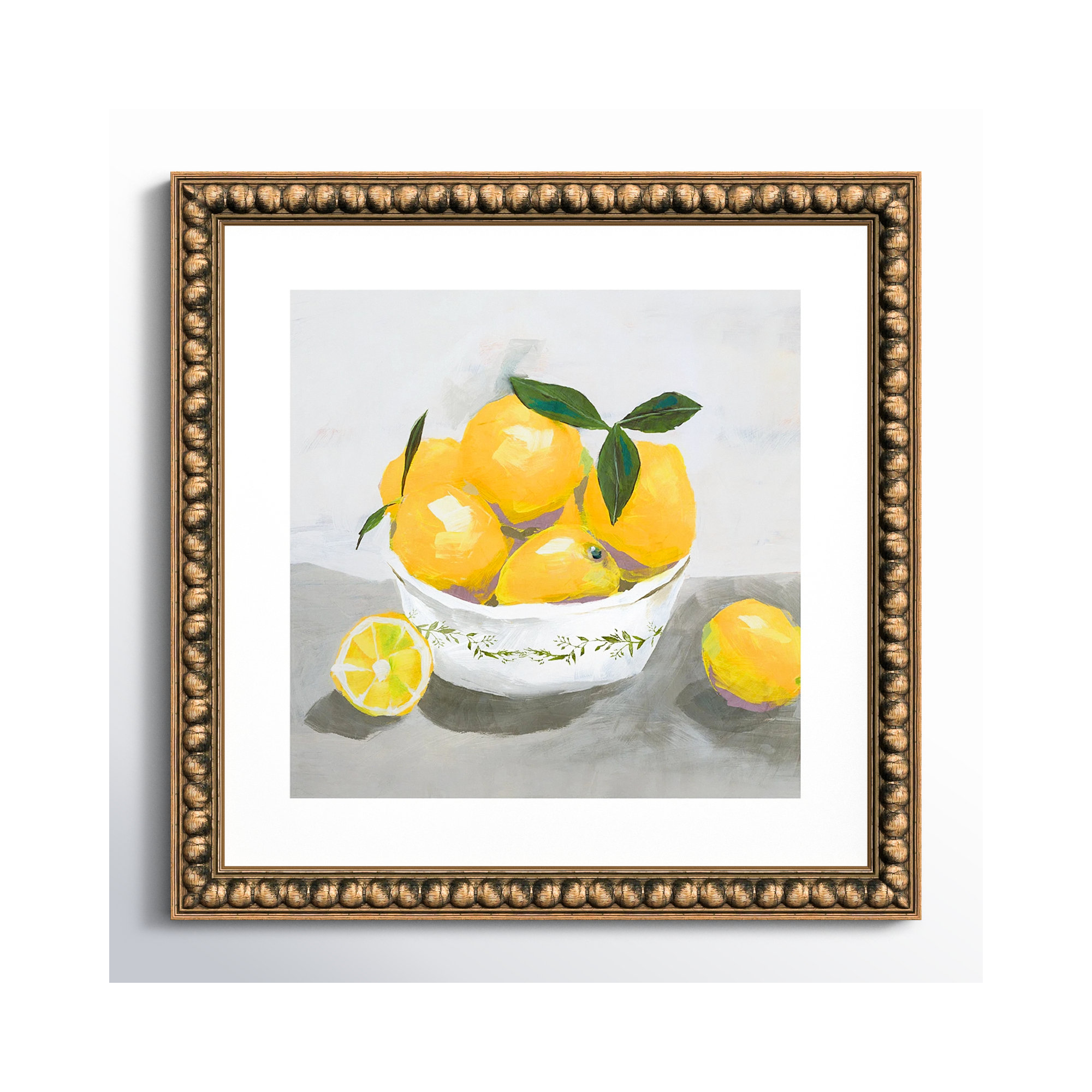 Lemons by Isabelle Z - Print, Gold Bead Framed Paper, 18.25" H x 18.25" W x 1.13" D