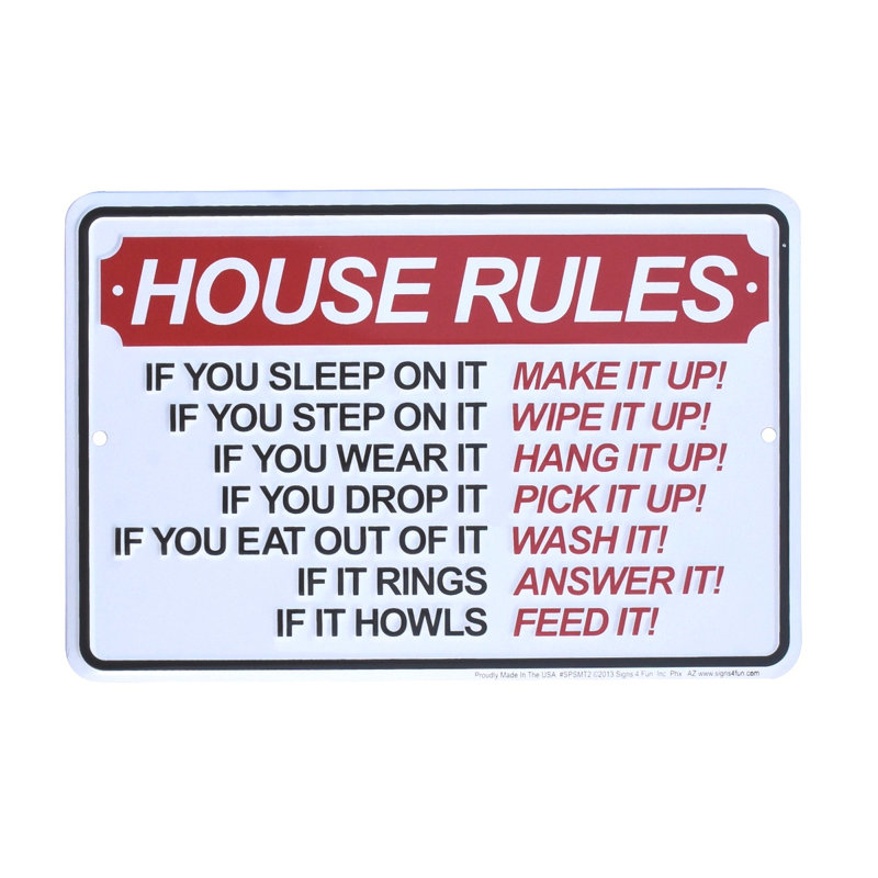 Drôle de métal House Rules If You Porter It Hang Up Sign Living Room Wall Art Kitchen Home Decor