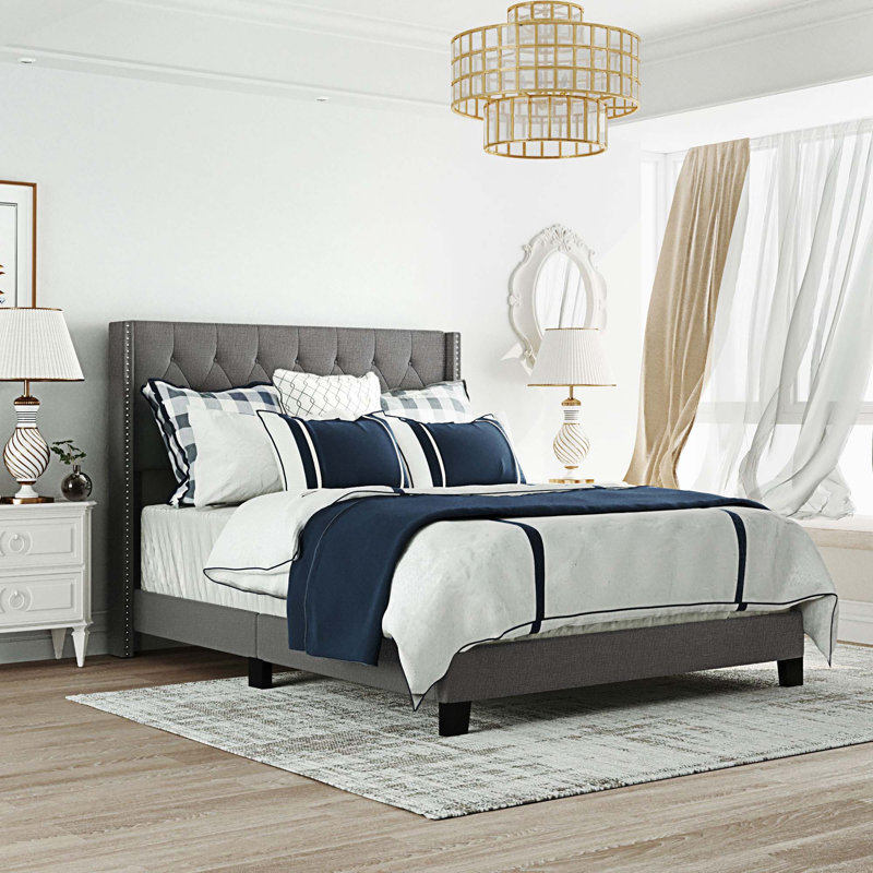 Upholstered Storage Bed, Gray