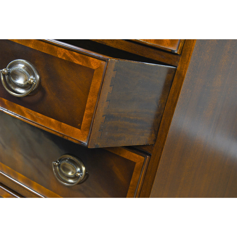 Commode Hepplale blanche à bandes acajou