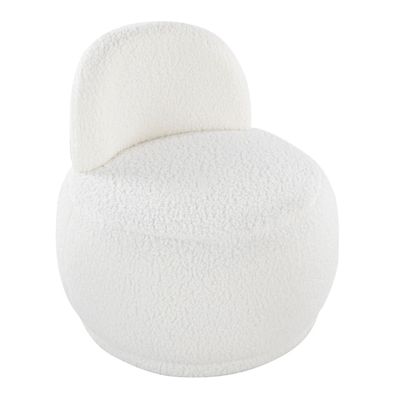 Alara Side Chair with Sherpa Fabric, White Fabric