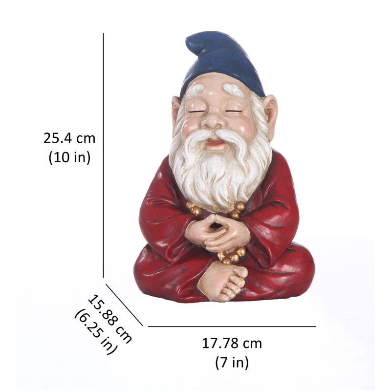 Statue de gnome de jardin zen, H 10 po x l 6,5 po x P 7 po