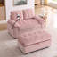 Fauteuil inclinable réglable avec repose-pieds de rangement, canapé double en tissu chenille rose