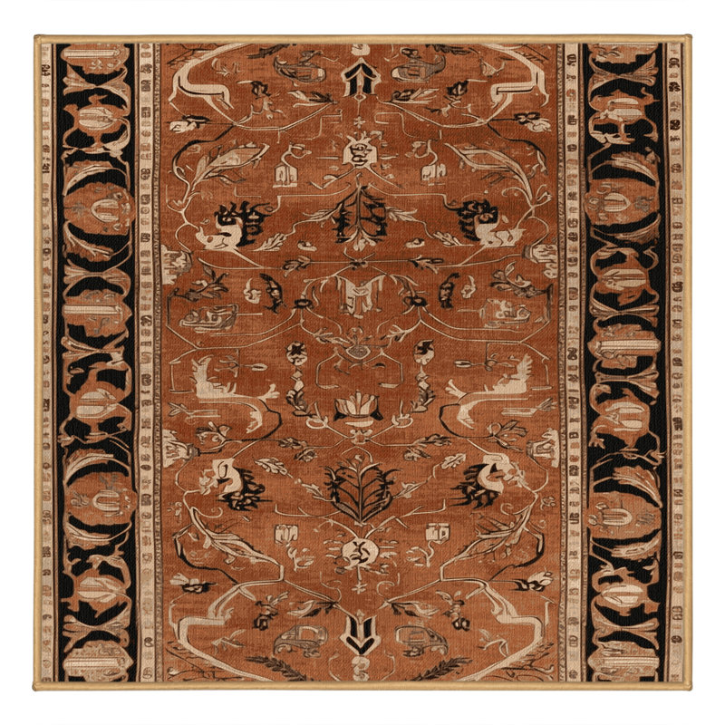 Machine Washable Persian Brown Area Rug, Square 8'
