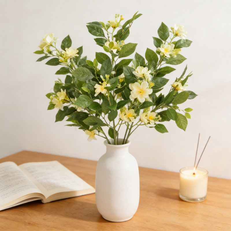 Faux fleurs artificielles kbndieu pour la maison, Beige