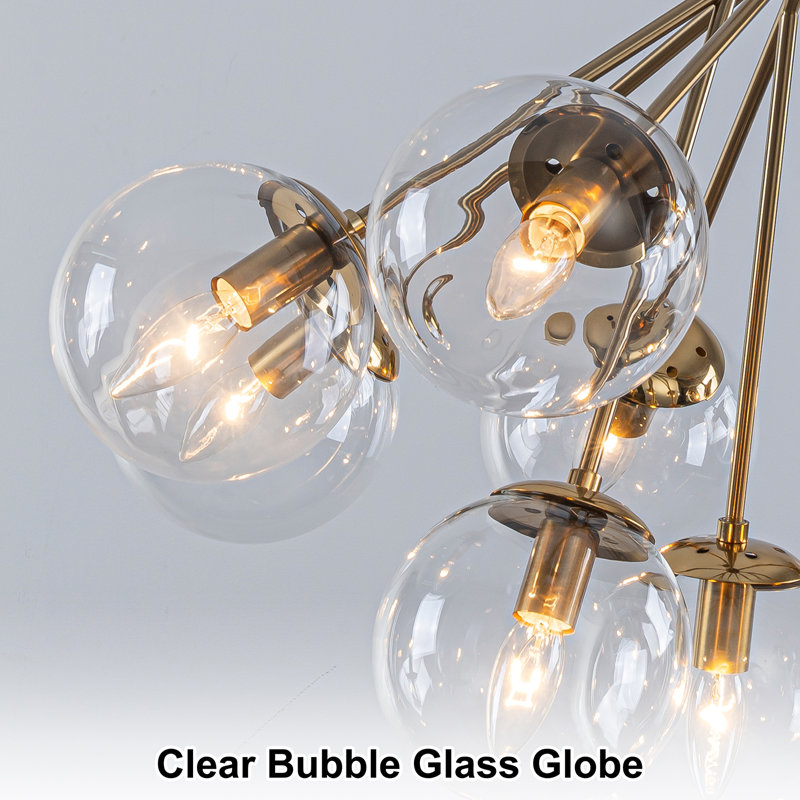 Modern 12-light Bubble Glass Chandelier, Gold