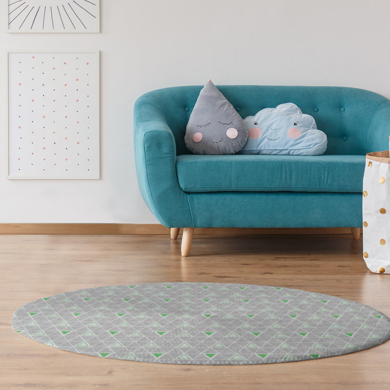 Chenille Geometric Indoor Rug, Round 5'