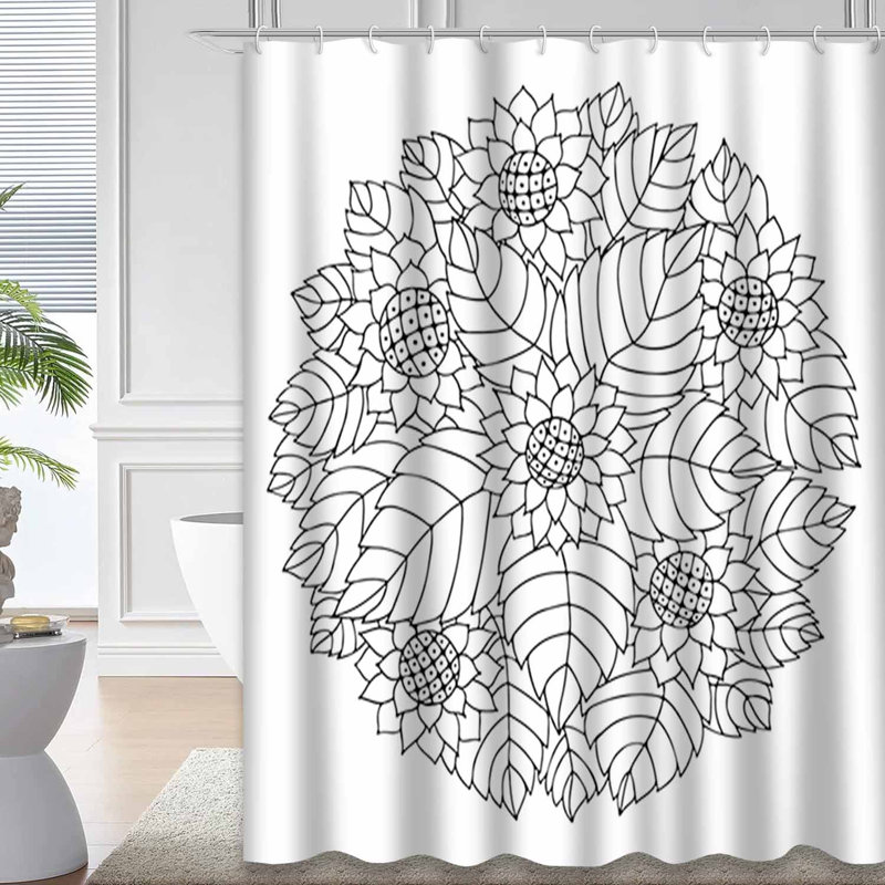 Rideau de douche noir imperméable, rideaux de douche pour la salle de bain avec 12 crochets, 72" L x 84" W