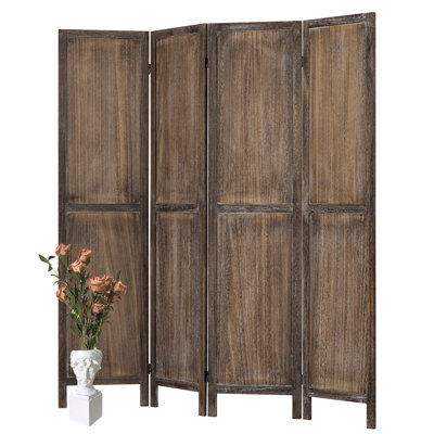 Room Divider Screen With Solid Wood Frame – 4/6 Panel Folding Privacy Screen, 360° Adjustable Panels, Handcrafted Decorative Partition For Bedroom, Li by Gracie Oaks