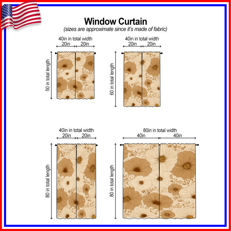 Rideaux obscurcissant et fleurs obscurcissant à motif floral - 2 panneaux, 40in x 50in - 2 panels, Transparent