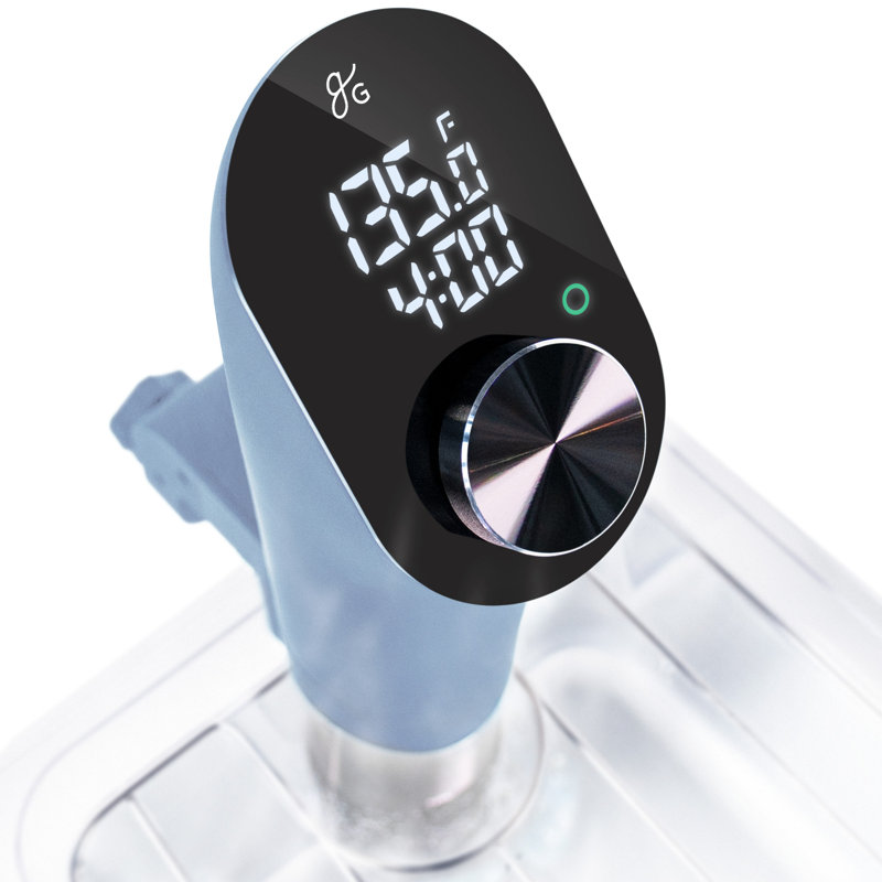 Cuiseur sous vide plus grand, contrôle de température de précision de 1 100 W, moteur ultra-silencieux pour la cuisson lente, compatible avec la plupart des marmites, finition bleu pierre