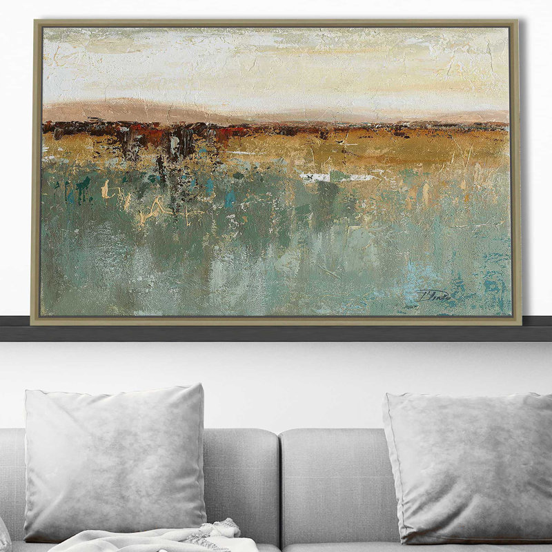 Antique Contemporary I by - Peinture, H 39,5 po x l 63,5 po x P 2 po, Cadre flottant champagne