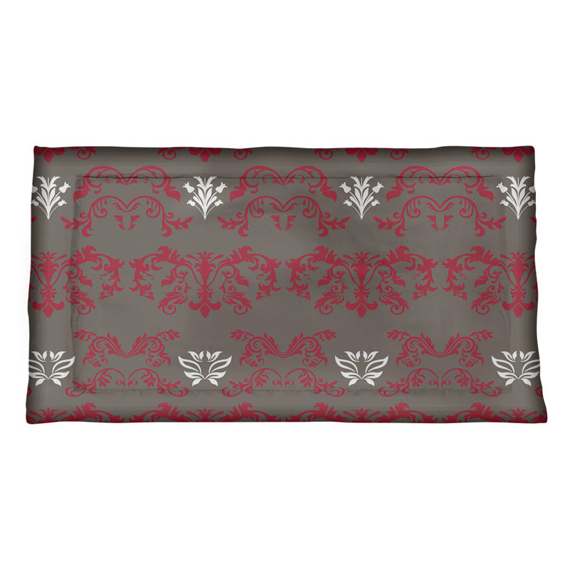 Football Baroque Pattern Pillow Sham, King, Microfiber, Cedar/Red/White