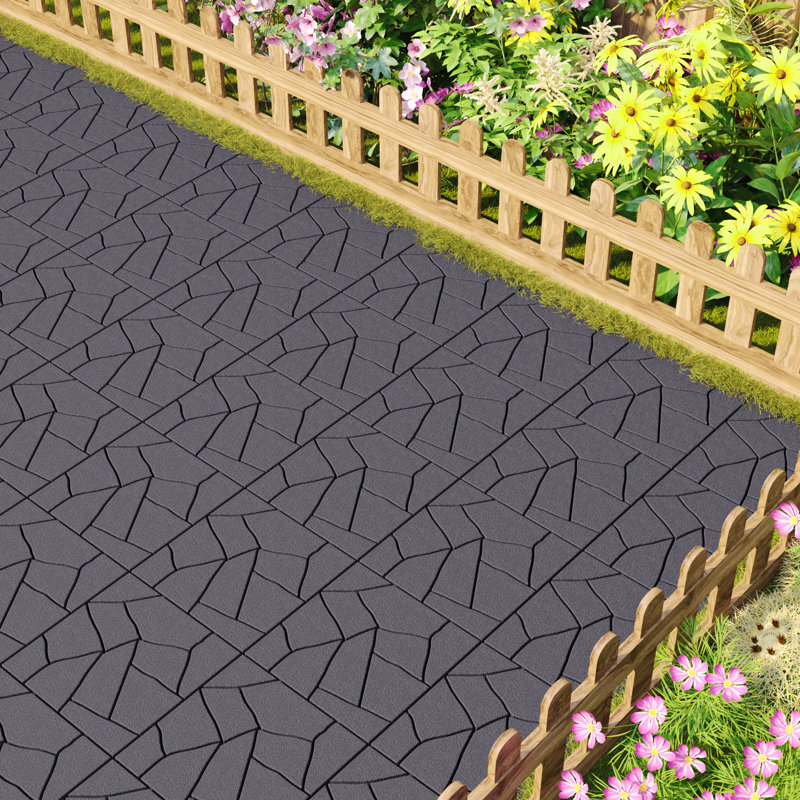 Carreaux de terrasse à emboîtement 12 po x 12 po, revêtement de sol extérieur en plastique PP de style pierre, carrelage facile à faire soi-même pour balcon, porche et bord de piscine, ensemble de 44 pièces