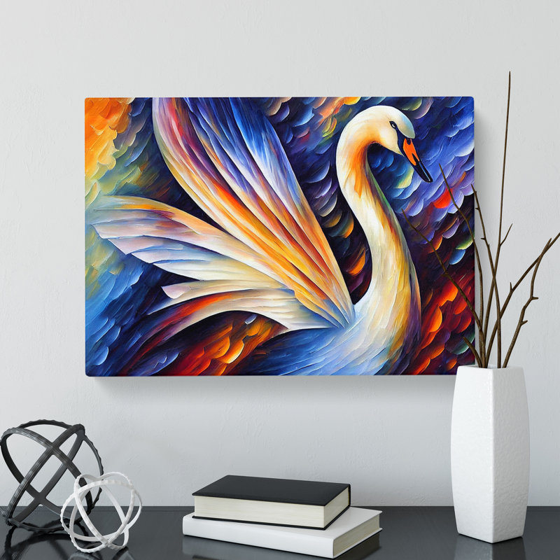 Swan Painting Vol.1 Abstract - Wrapped Canvas, 35cm H x 50cm W x 3cm D