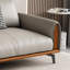 Fauteuil avec repose-pieds en cuir véritable kaki orange avec repose-pieds-1521954147