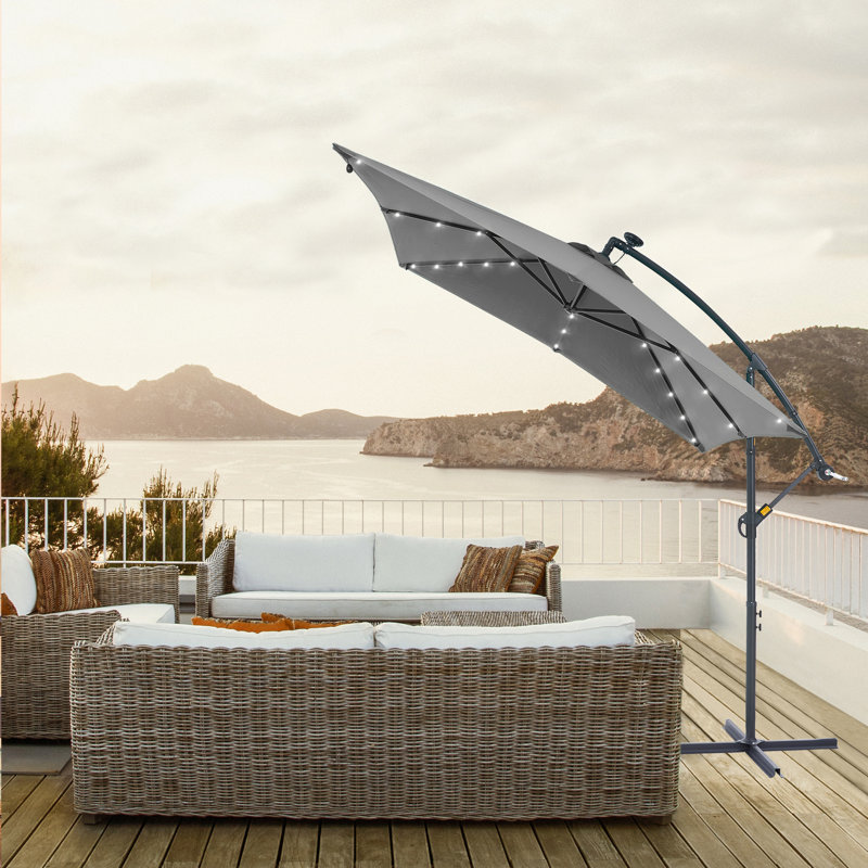 Parasol en porte-à-faux 98,4 po Dailan, Gris
