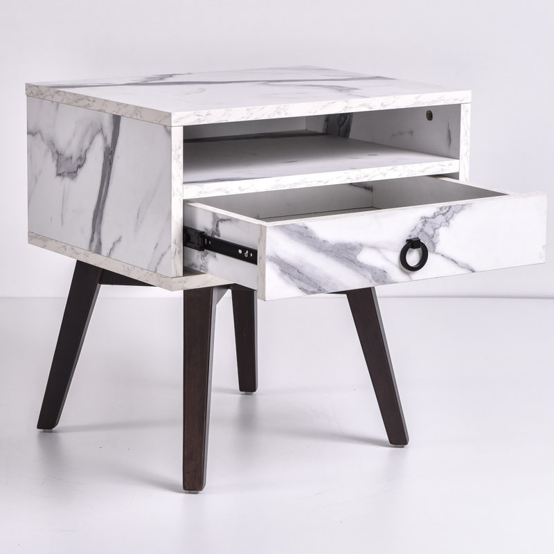 Homesley 50.2 cm W Bedside Table, Marble
