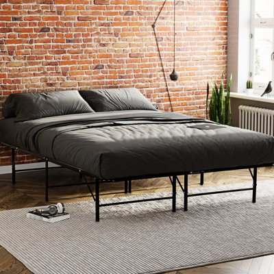 Metal Mattress Foundation Bed, King, Black, Structure, Ensures Support, Under Storage For A Tidy Bedroom, Simple To Assemble In Short Time King Bed Frame With Foundation, Black Finish, Strong And