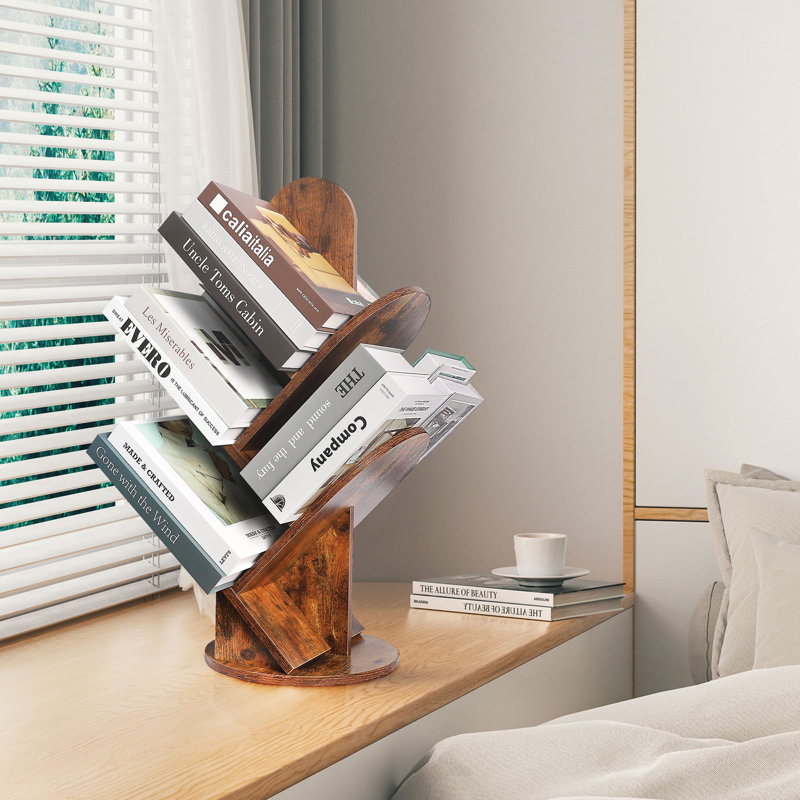 Petite bibliothèque, bibliothèque de présentation pour petits espaces, organisateur de livres, Brun