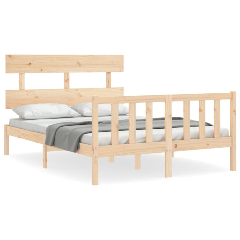 Bed Frame with Headboard, European Double (140 x 200cm), Brown