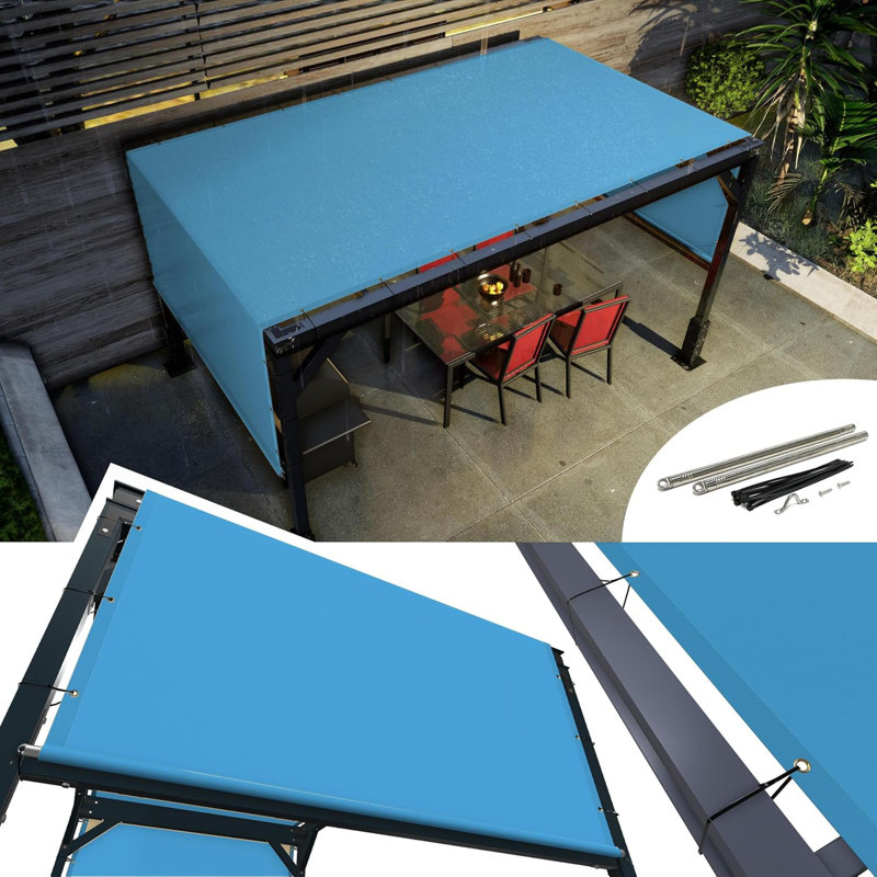 Amgo Customize Waterproof Pergola Canopy Replacement Cover, 95% UV Blockage, with Stainless Steel Weighted Rods, Brown