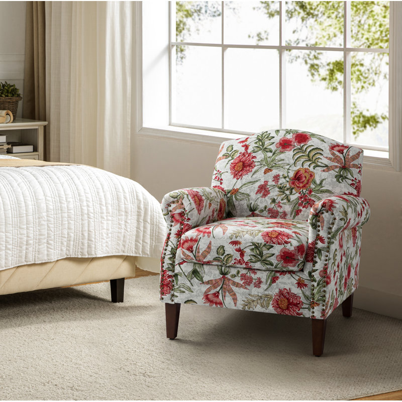 Mooresville 31''W Traditional Armchair With Nailhead Trims, Red Polyester