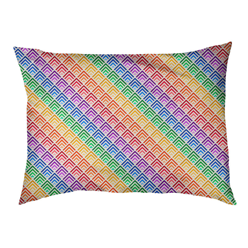 Coussin d'extérieur pour chien Campion, Grand (l 42,5 po x P 32,5 po x H 14 po), Jaune / violet foncé / rouge
