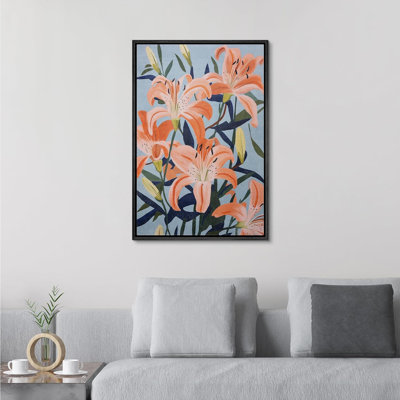 Flower Blossom " Pink Lilies Flower Bouquet Floral Botanical Print Modern "
