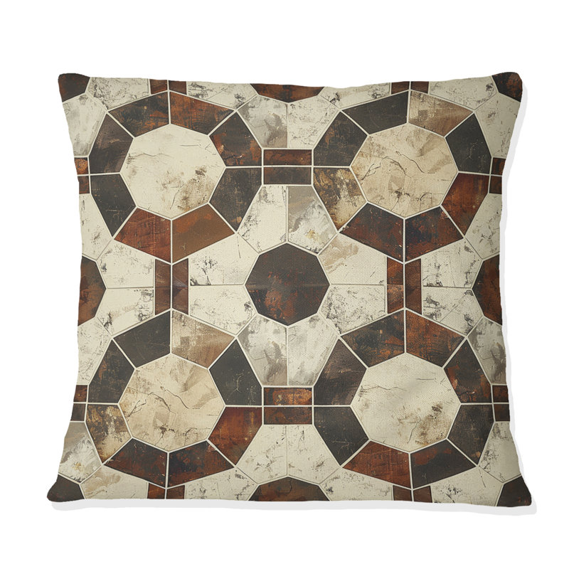 Coussin décoratif noir beige Midcentury, H 16 po x l 16 po
