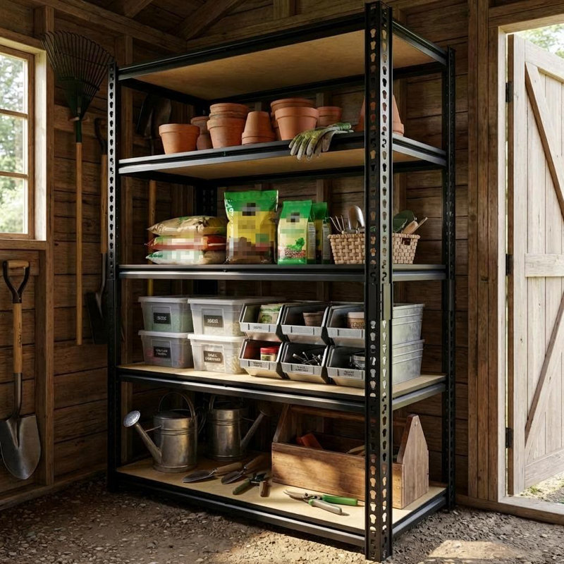 Étagère de rangement robuste à 5 niveaux, support de rangement de tablette de garage réglable en métal d'une capacité de 2000 lb, rangement utilitaire
