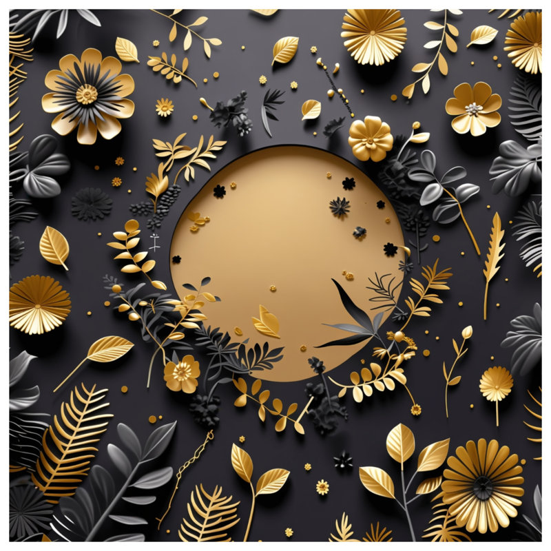 Tapis de bain feuilles d'or, L 34 po x L 21 po