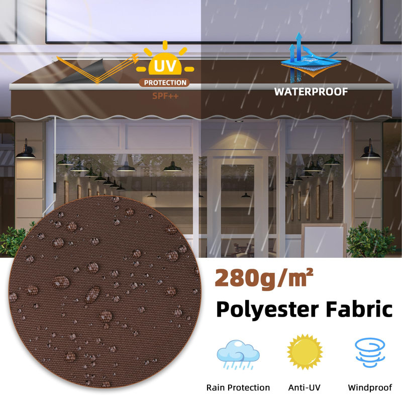 Auvent rétractable pour auvent 8,2 pi x 6,5 pi MEETWarm, Café