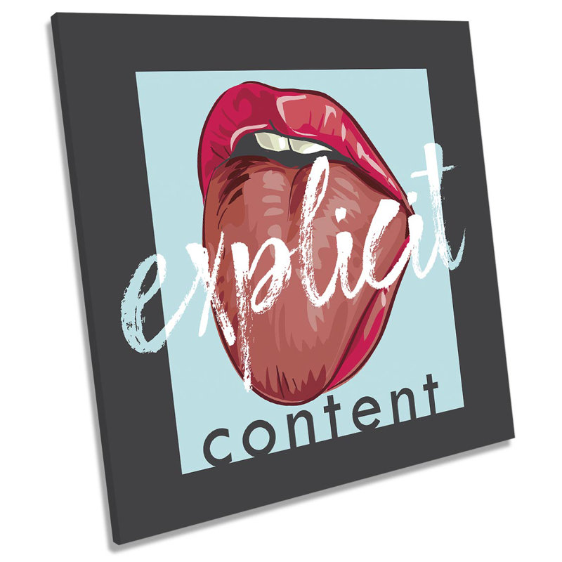 Explicit Content Lips - Wrapped Canvas Print, 76.2cm H x 76.2cm W x 4cm D