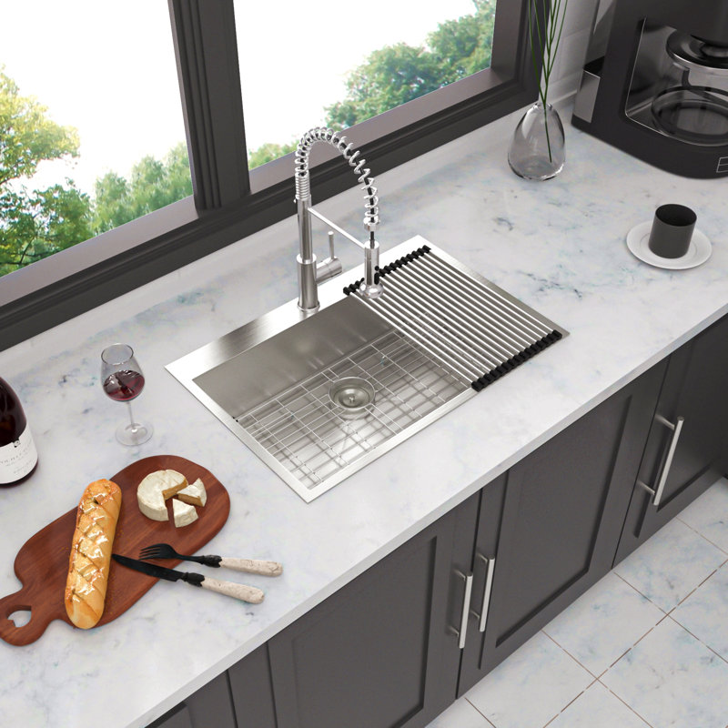33X22 Inch Kitchen Sink Drop In 16 Gauge Stainless Steel 33" Single Bowl Topmount Kitchen Sink Basin