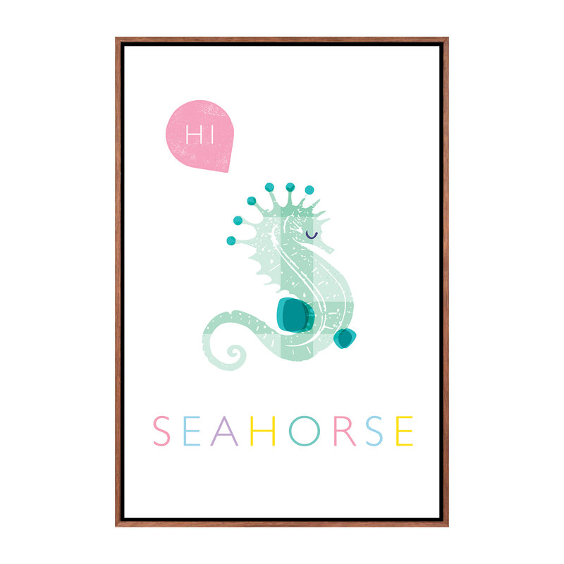 Hippocampe - impression, H 26 po x l 18 po x 1,5 po, Toile avec cadre brun, Pas de tapis