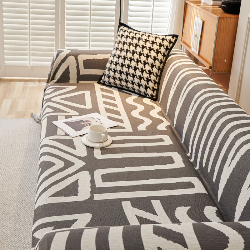 Housse pour canapé modulaire Boho Chenille, H 71 po x l 150 po x P 0,1 po,  Gris foncé
